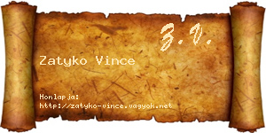 Zatyko Vince névjegykártya